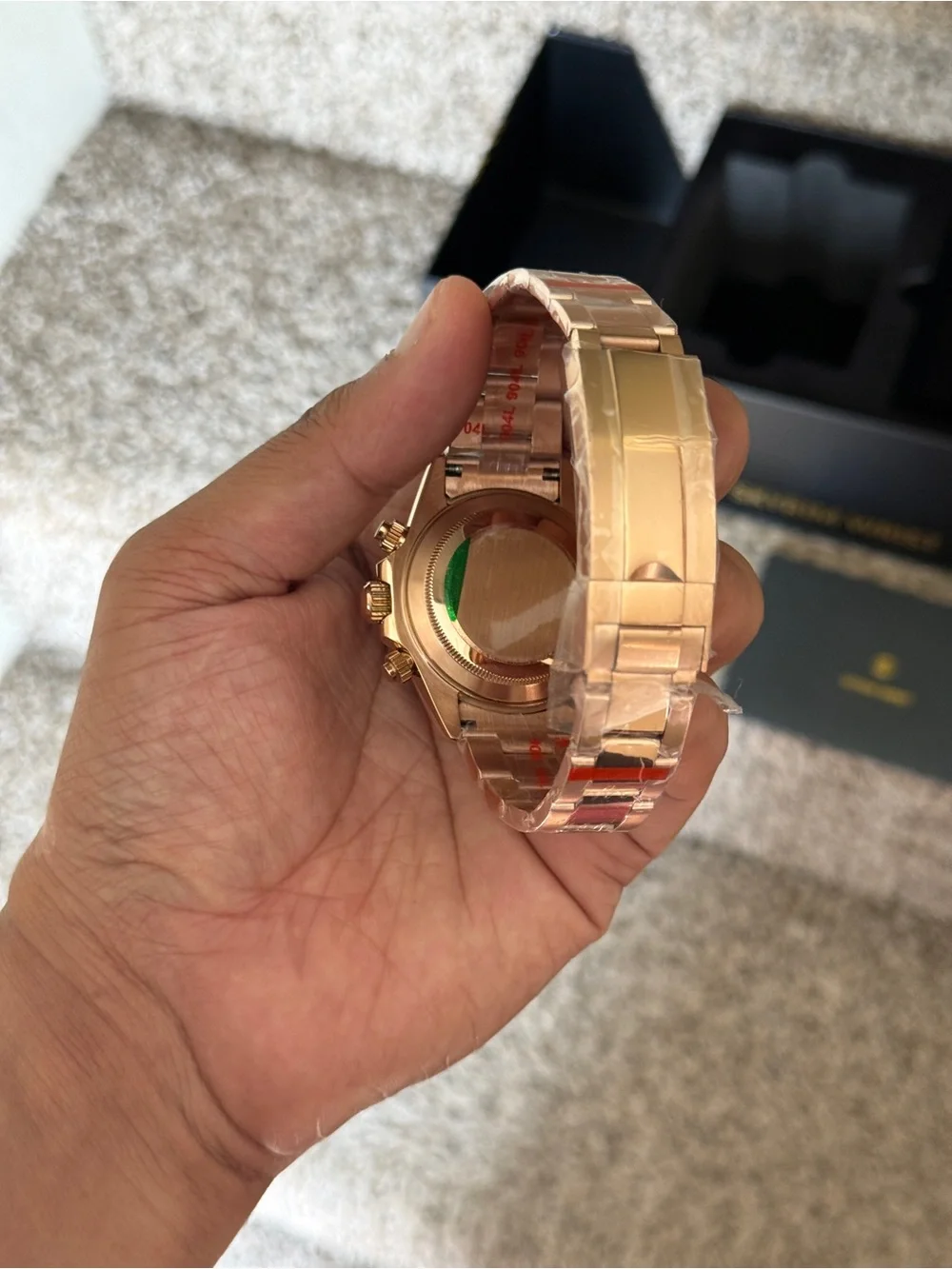 Seiko mod Rose Gold Chronograph with chocolate dial Men's Watch